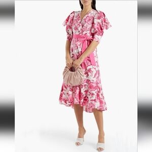 Diane Von Furstenberg Annabeth Willow Pink White Floral Print Cotton Dress